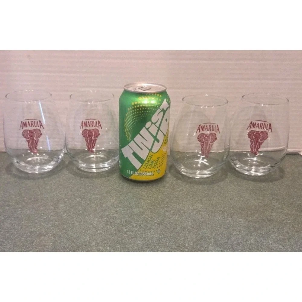 Amarula Liqueur Glasses Red Elephant Logo Barware Set of 4 glasses (Multiples)